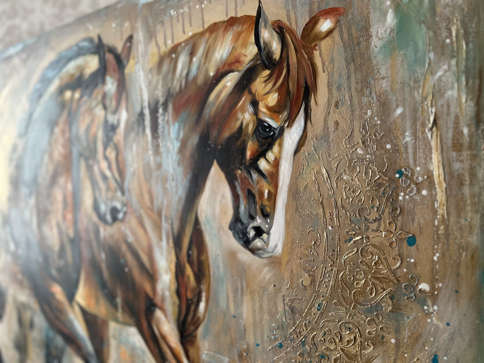 تابلو رنگ روغن اسب 